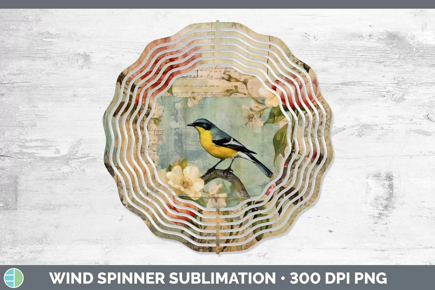 GorgeousVintage Decoupage Wind Spinner design.