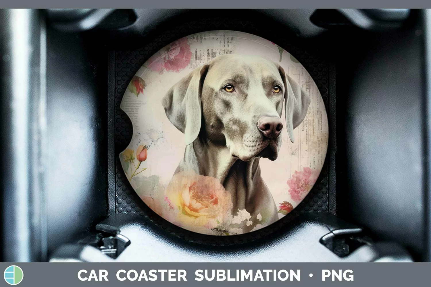 GorgeousVintage Decoupage Car Coaster design.