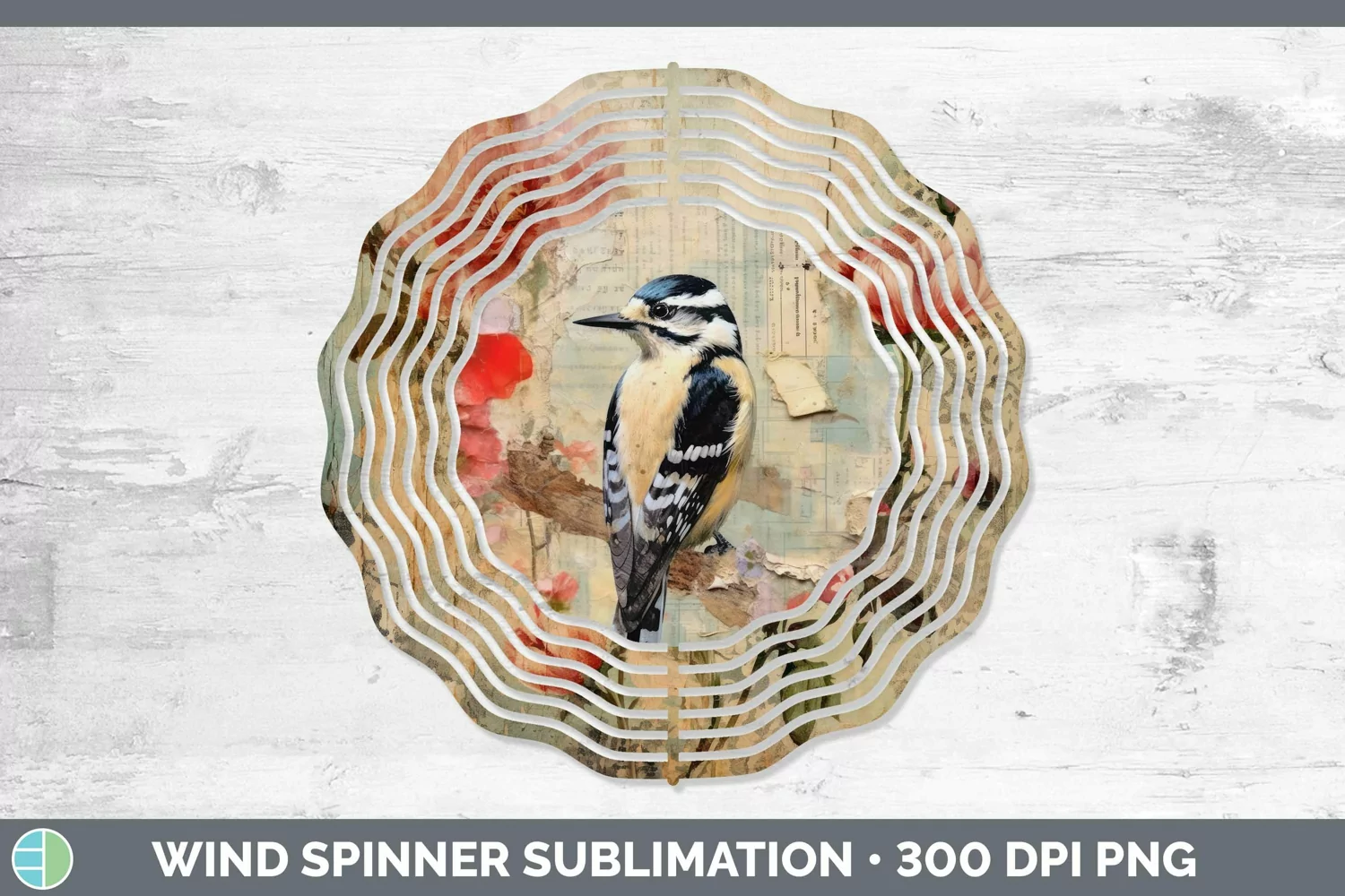 GorgeousVintage Decoupage Wind Spinner design.