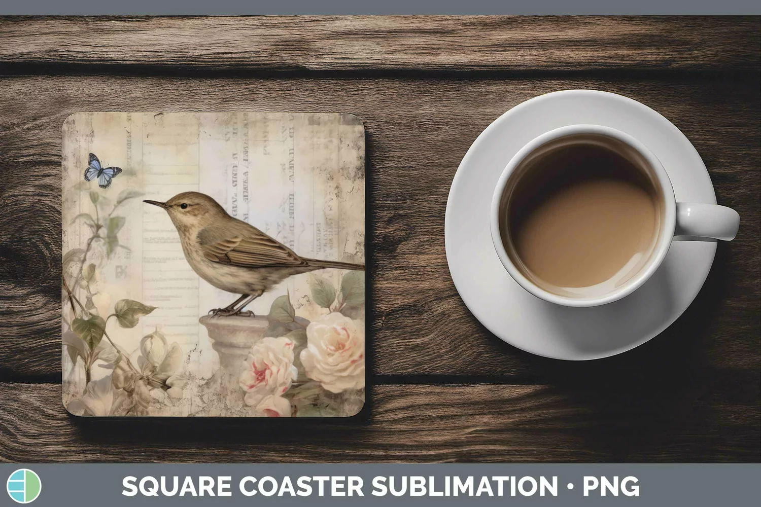 GorgeousVintage Decoupage Square Coaster design.