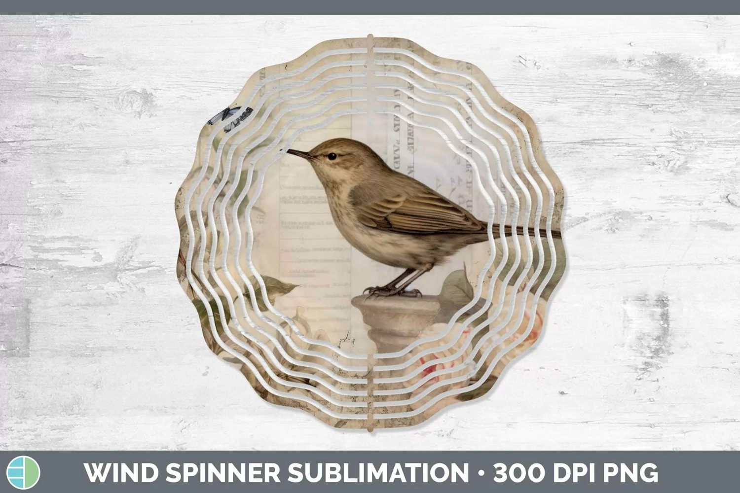 GorgeousVintage Decoupage Wind Spinner design.