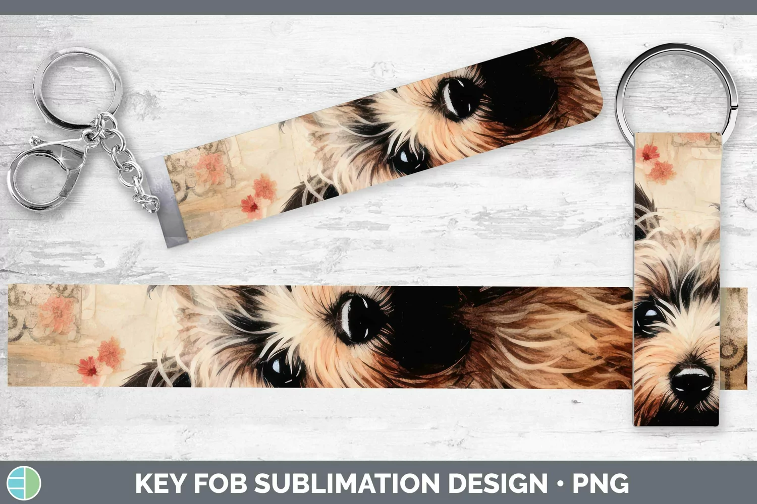 GorgeousVintage Decoupage Key Fob design.