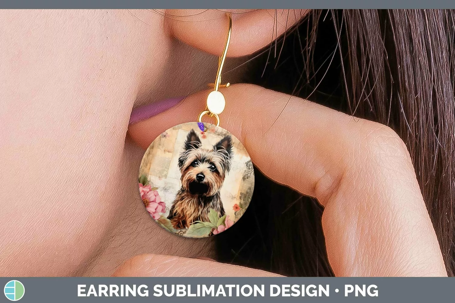 GorgeousVintage Decoupage Round Earrings design.