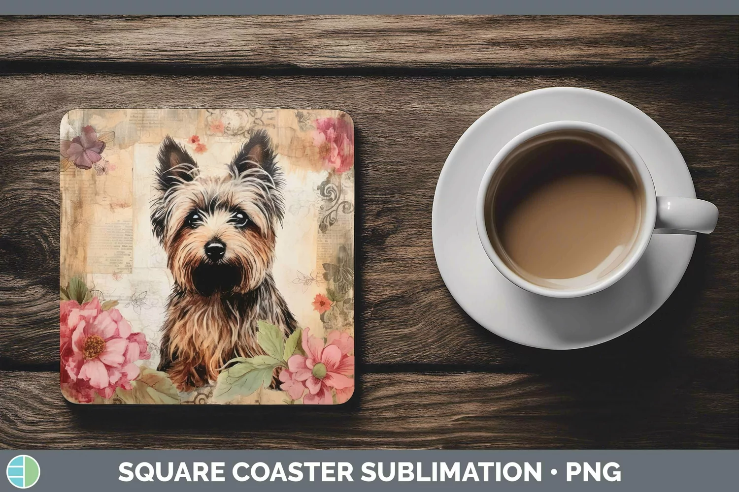GorgeousVintage Decoupage Square Coaster design.