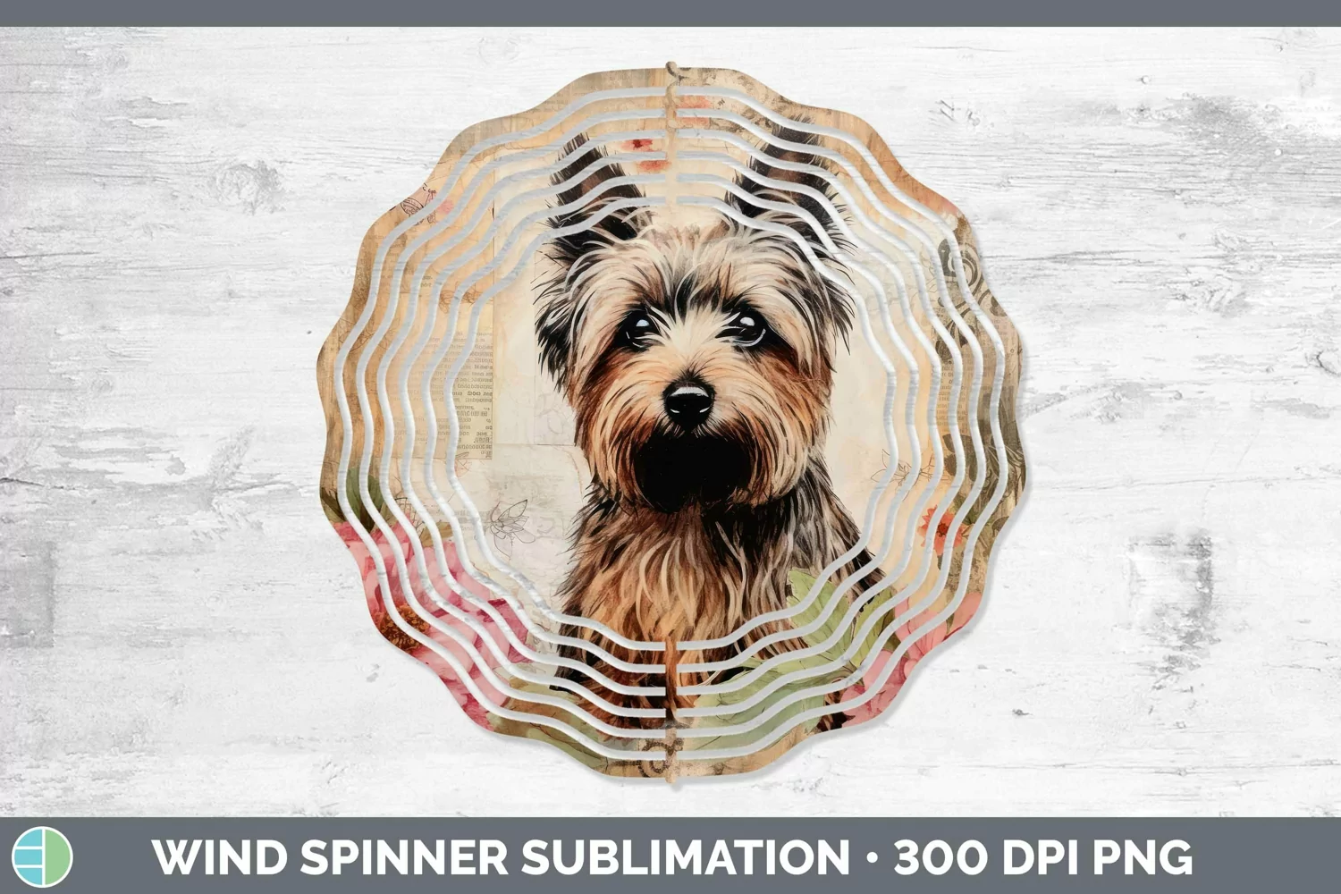 GorgeousVintage Decoupage Wind Spinner design.