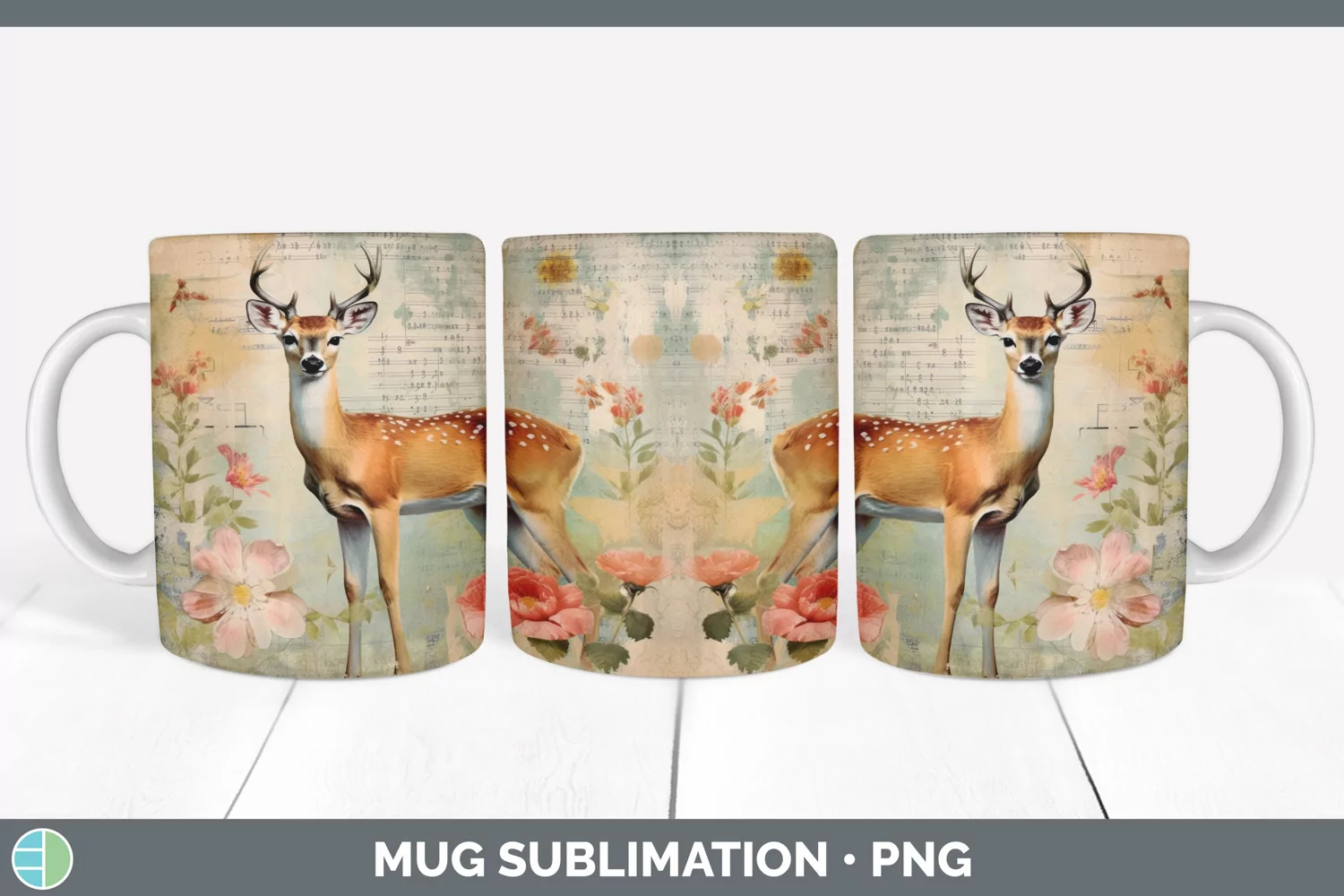 GorgeousDecoupage Deer Mug Wrap design.