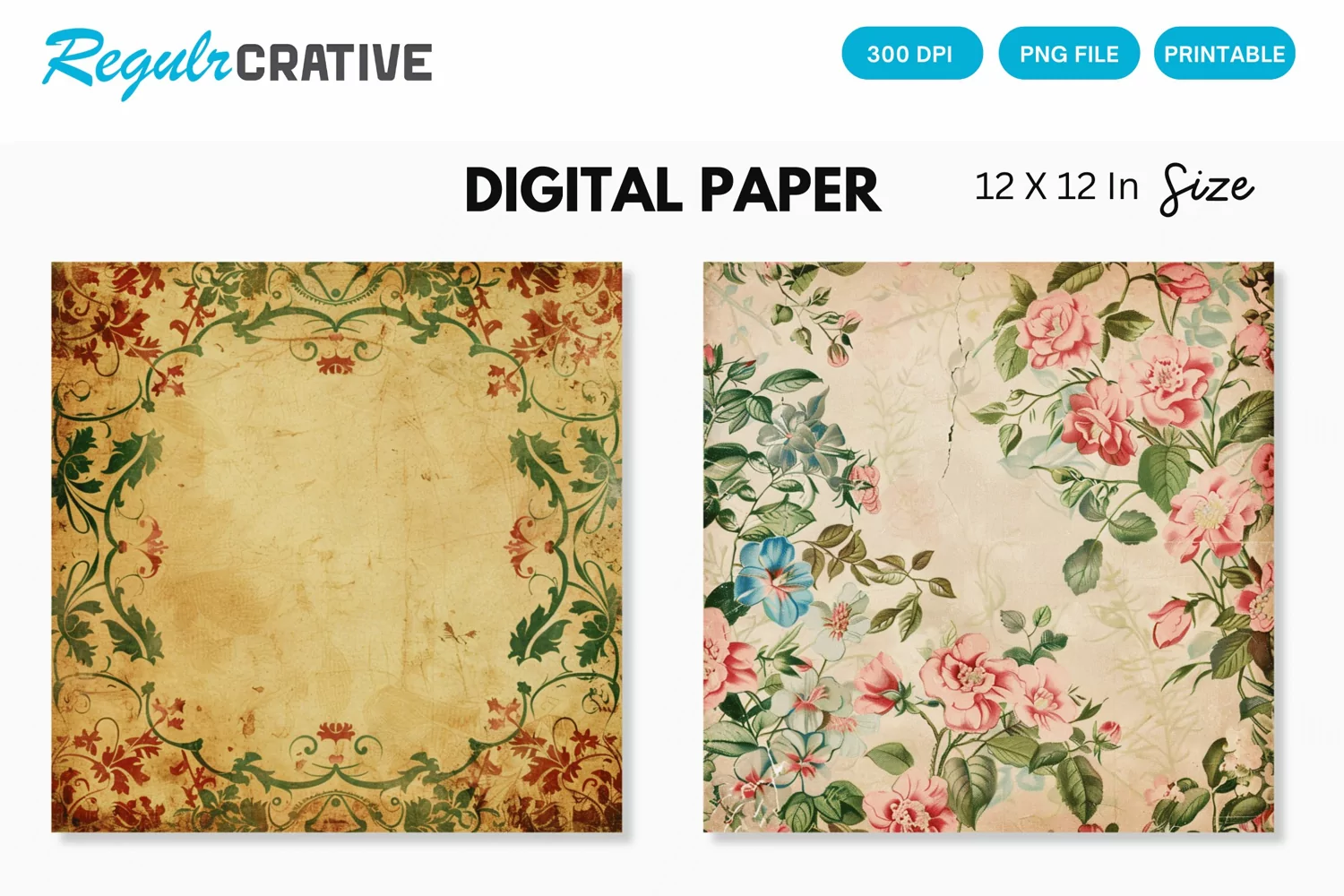 Vintage Seamless Digital Paper, Vintage Background product image 1