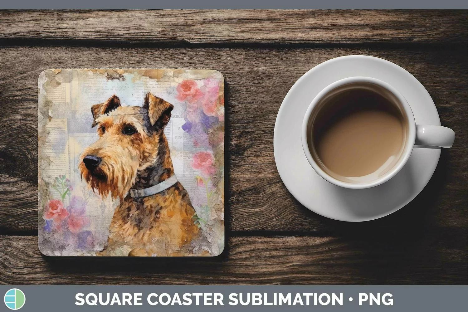 GorgeousVintage Dogs Square Coaster design.