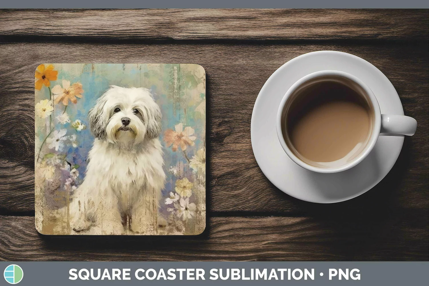 GorgeousVintage Dogs Square Coaster design.