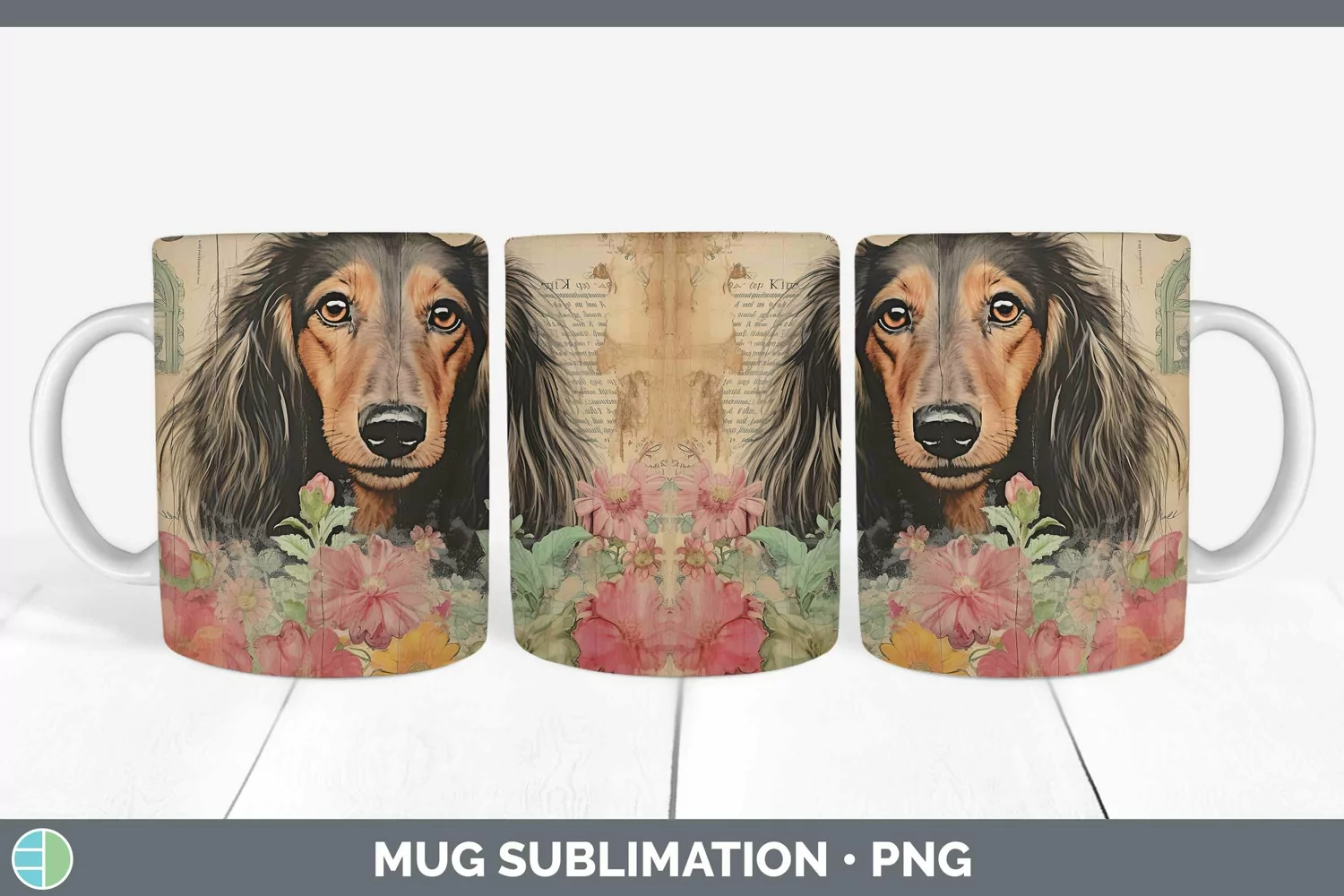 GorgeousVintage Dogs Mug Wrap design.