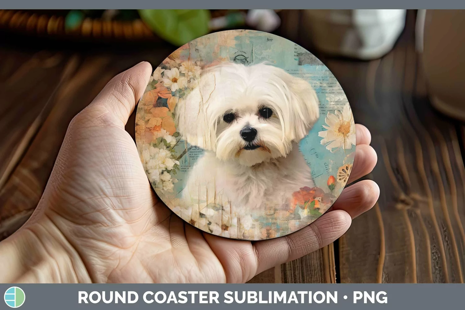 GorgeousVintage Dogs Round Coaster design.