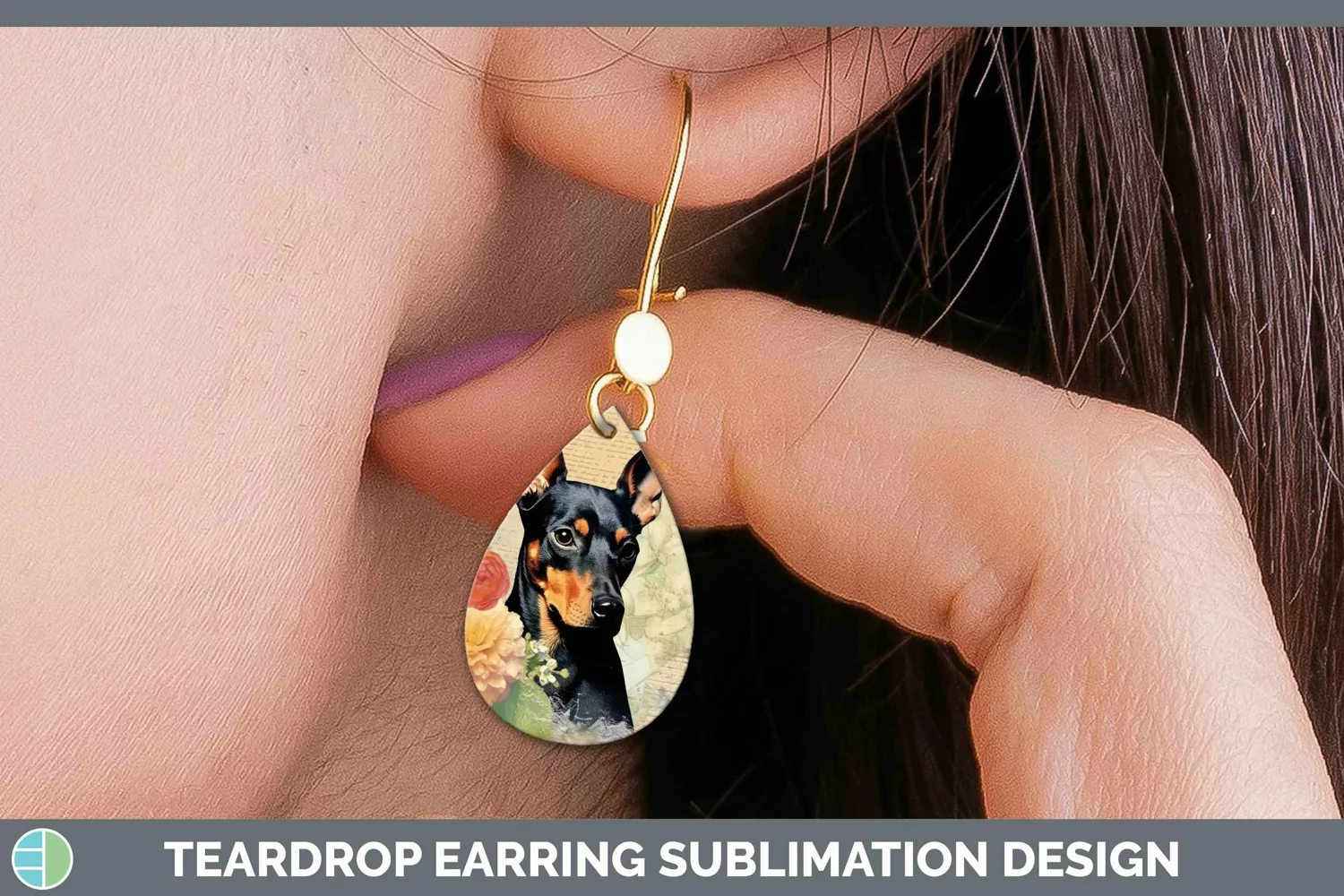 GorgeousVintage Dogs Teardrop Earrings design.
