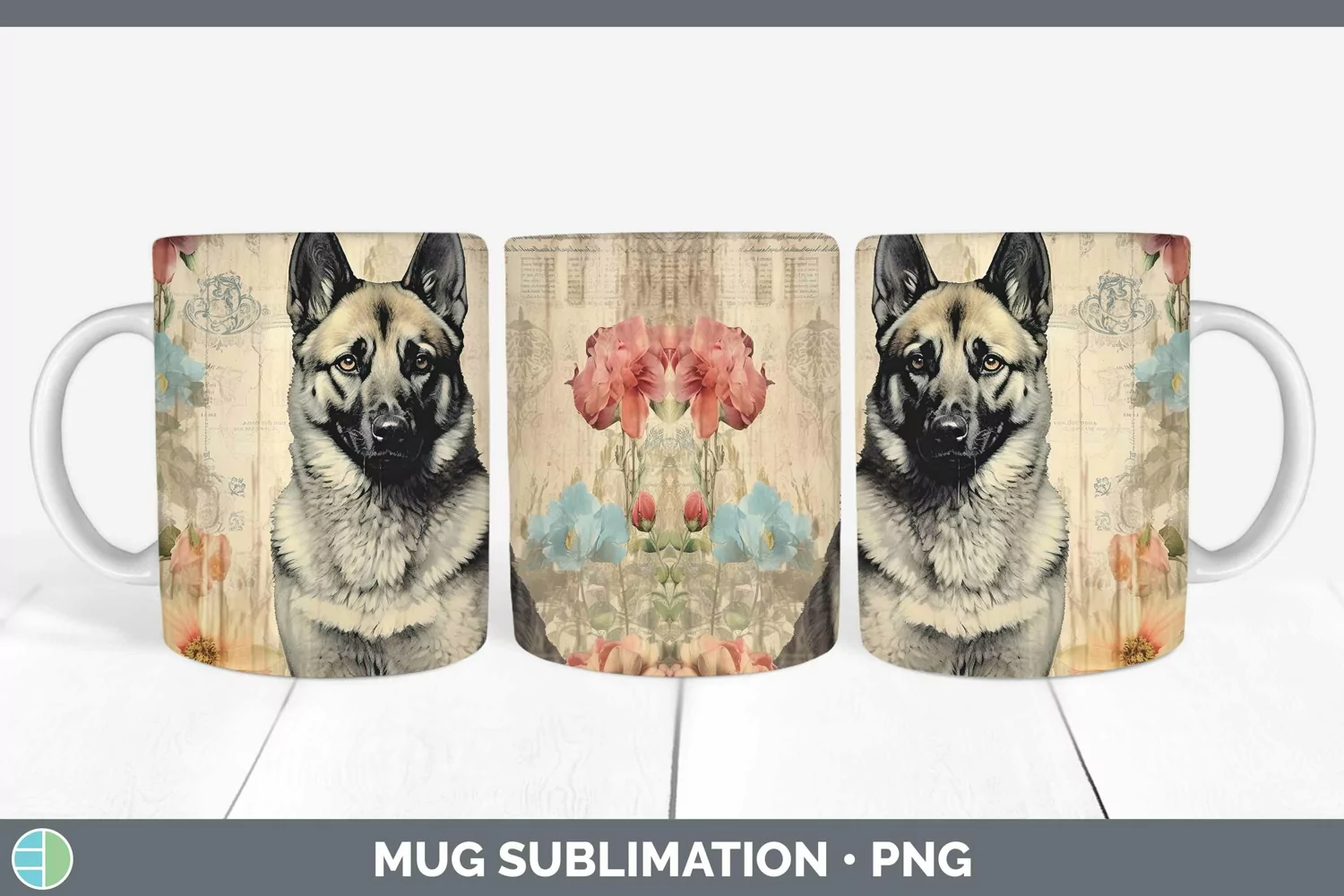 GorgeousVintage Dogs Mug Wrap design.