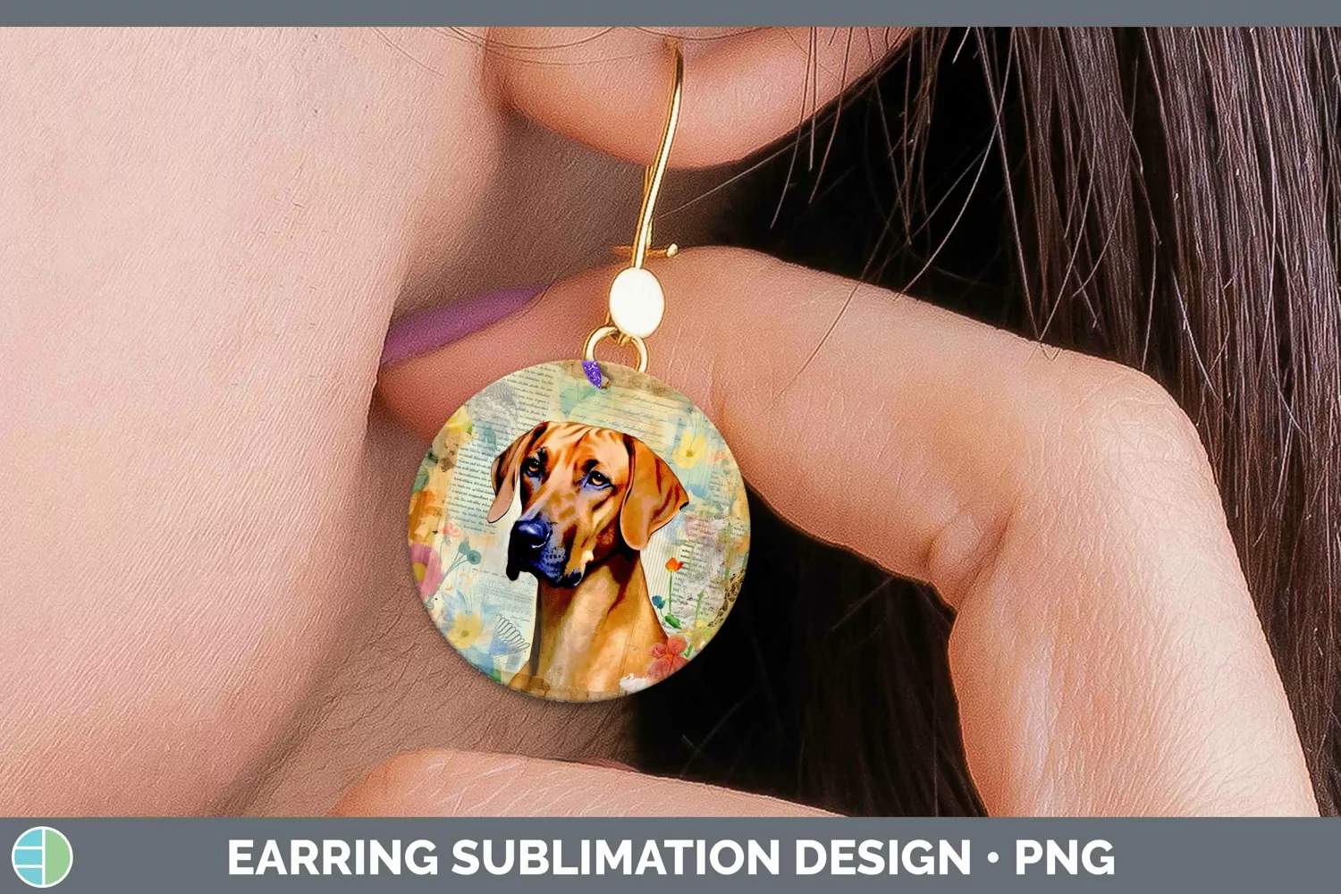 GorgeousVintage Dogs Round Earrings design.