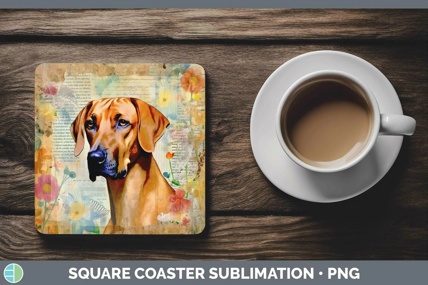 GorgeousVintage Dogs Square Coaster design.