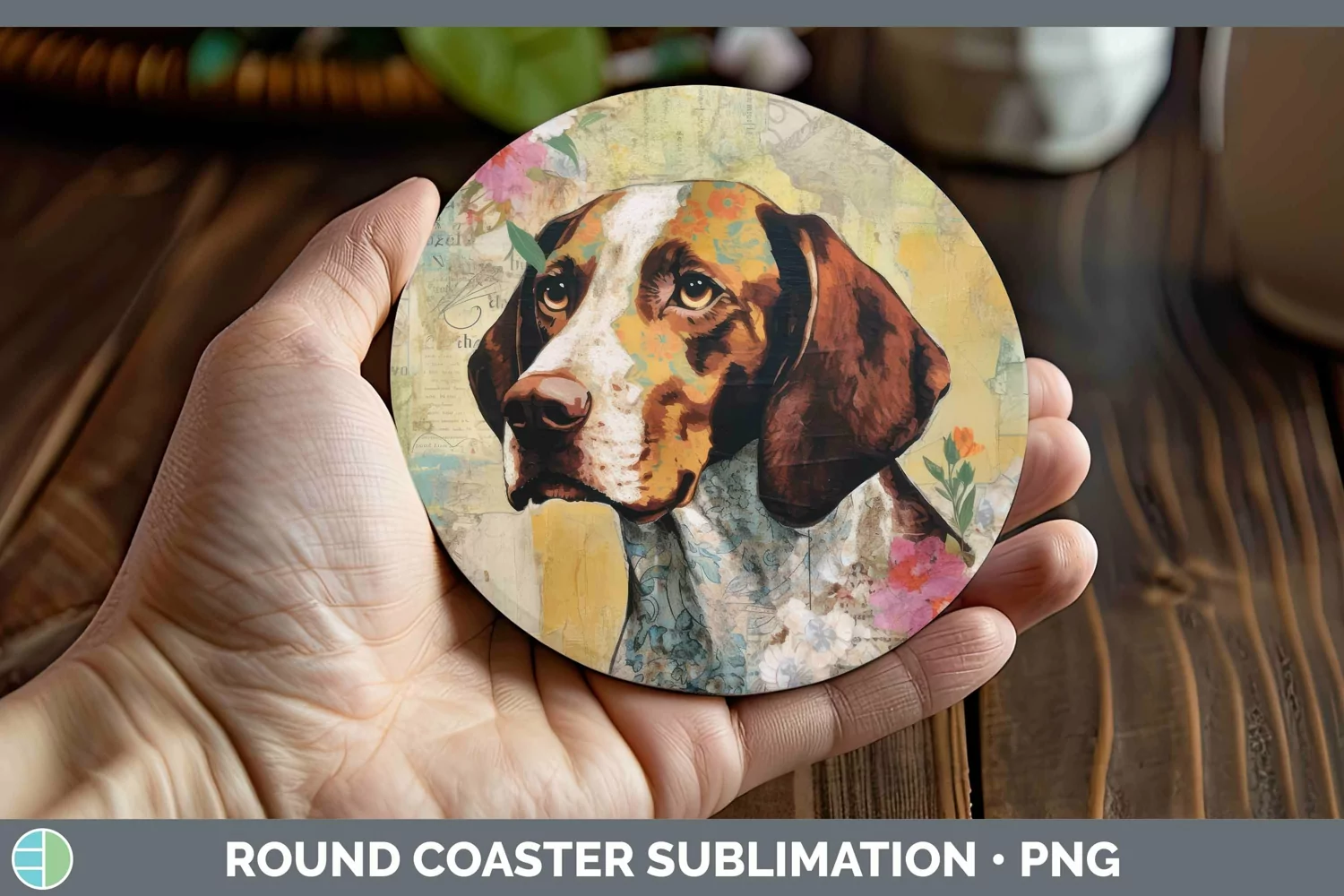 GorgeousVintage Dogs Round Coaster design.