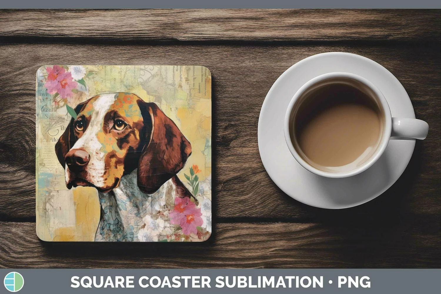 GorgeousVintage Dogs Square Coaster design.