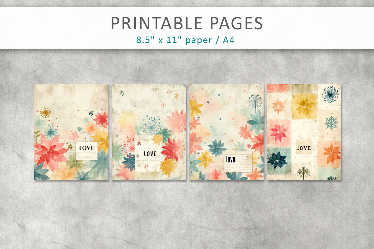 junk journal pages, love pages product image 1