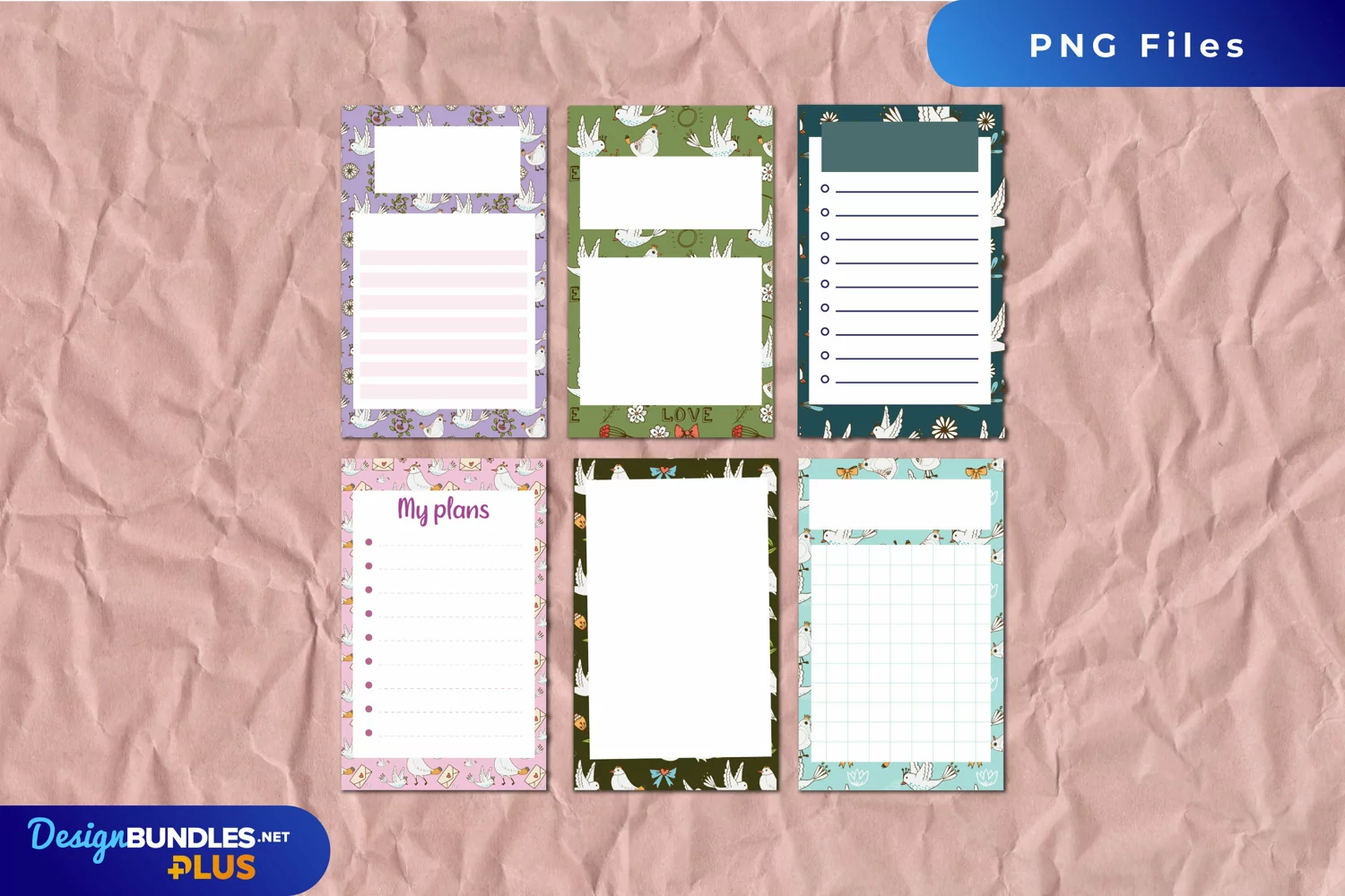 Vintage Dove Seamless Pattern Shaped Journaling Page product image 1