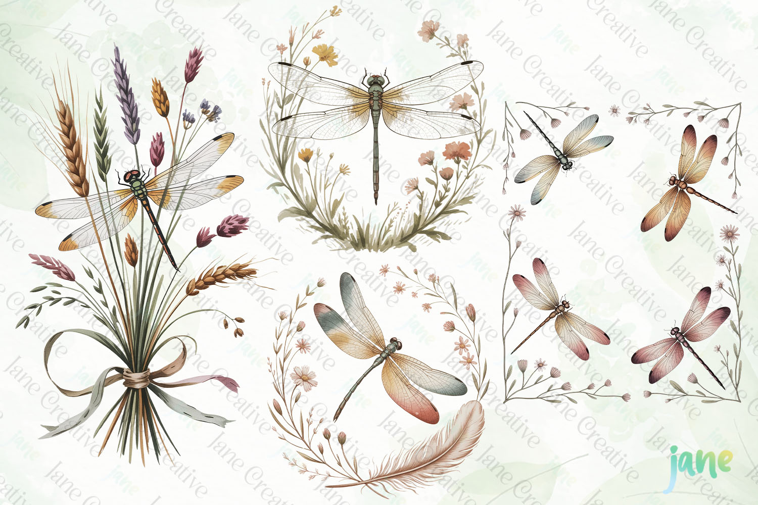 Vintage Dragonfly Clipart product image 1