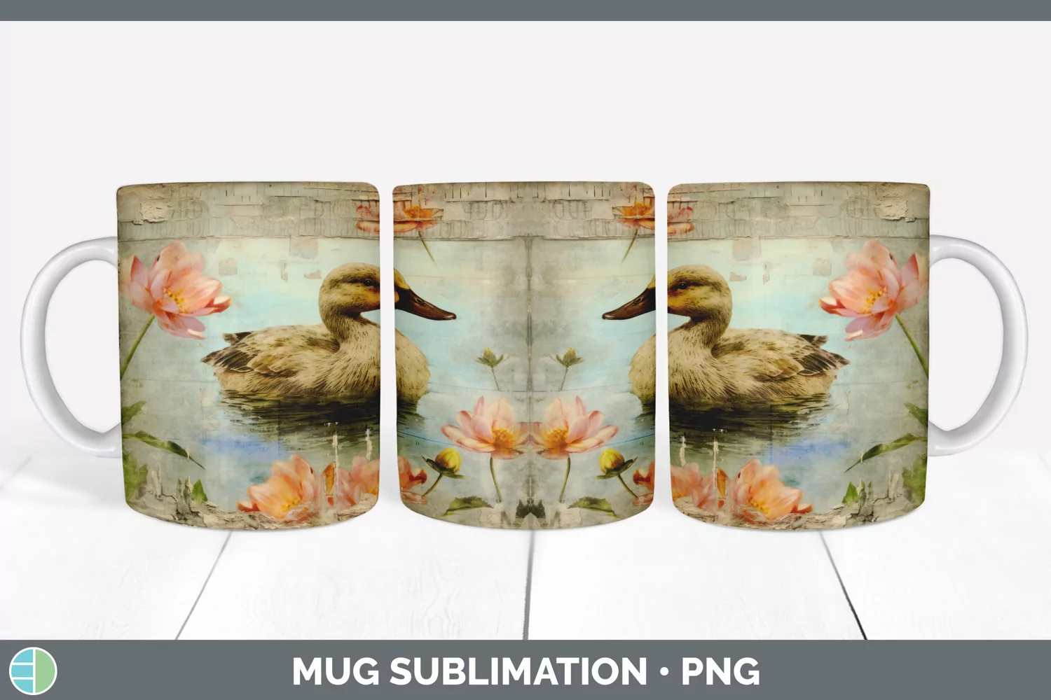 GorgeousDecoupage Ducks Mug Wrap design.