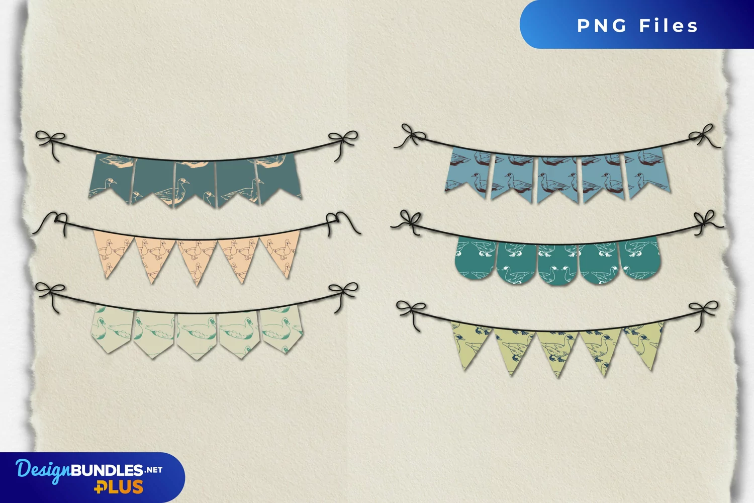 Vintage Duck Seamless Pattern Bunting Banner Sets product image 1