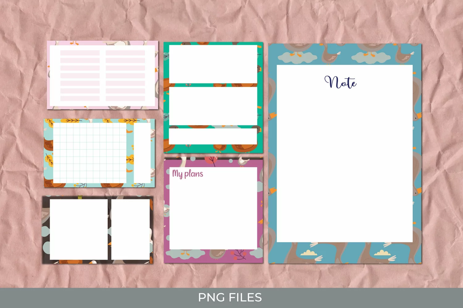 Vintage Duck Seamless Pattern Shaped Journaling Area product image 1
