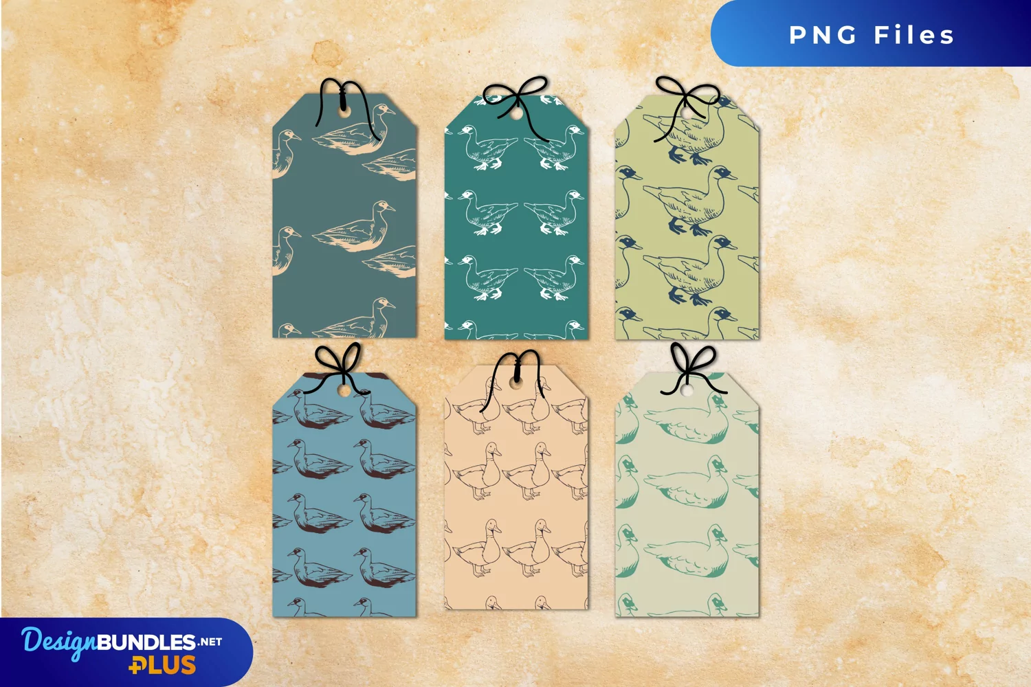 Vintage Duck Seamless Pattern Shaped Tags product image 1