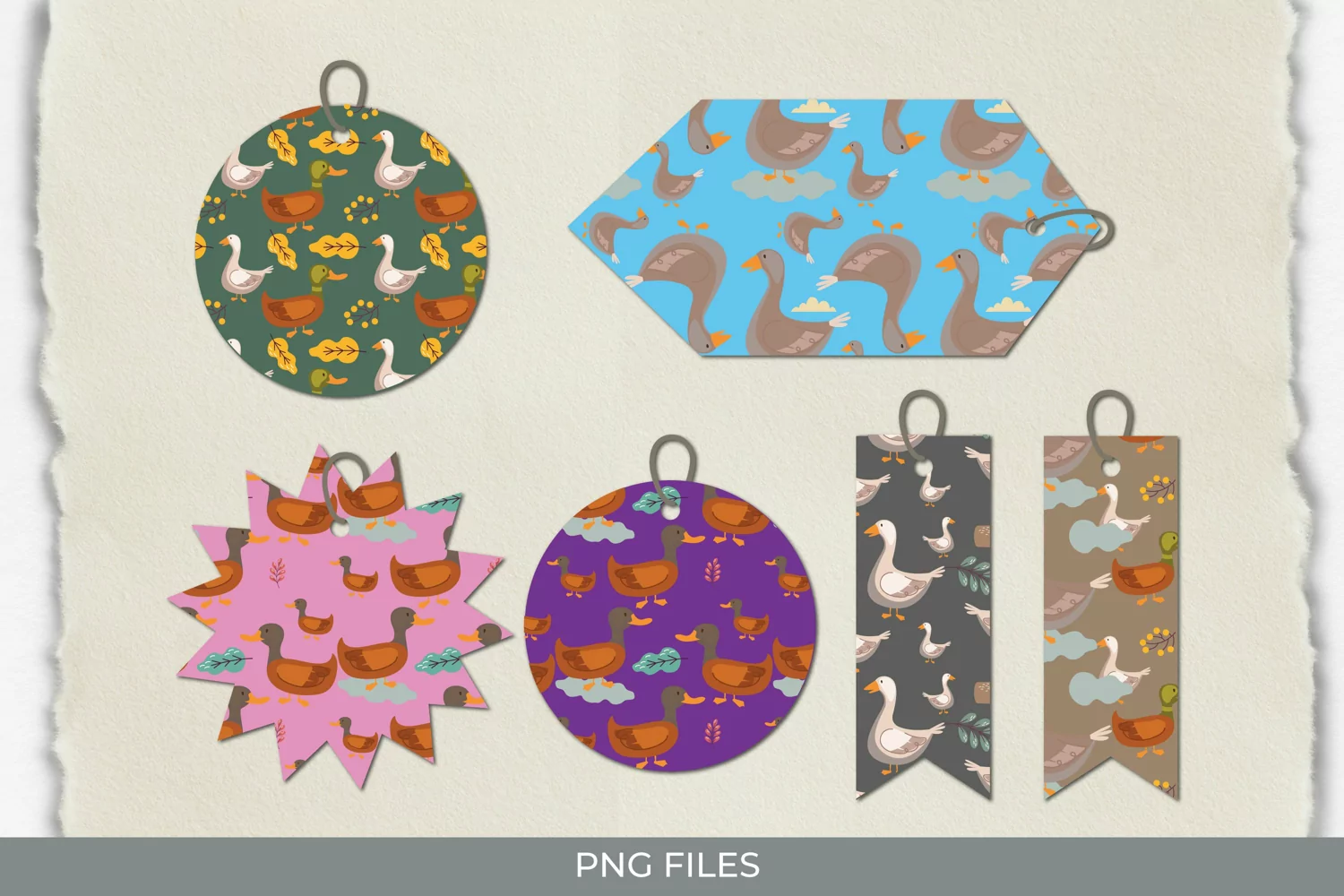 Vintage Duck Seamless Pattern Shaped Tags product image 1
