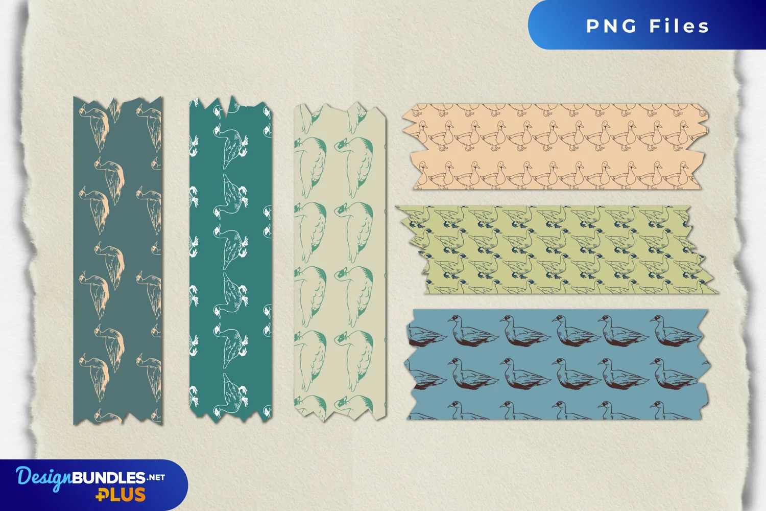 Vintage Duck Seamless Pattern Tape product image 1