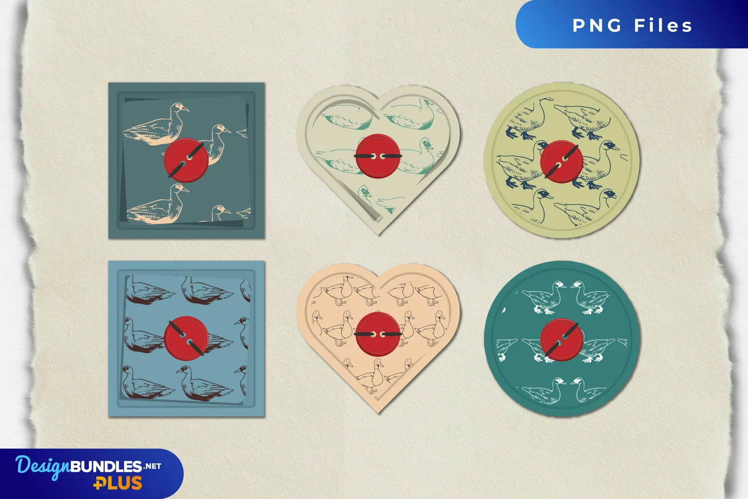 Vintage Duck Seamless Pattern with Buttons product image 1