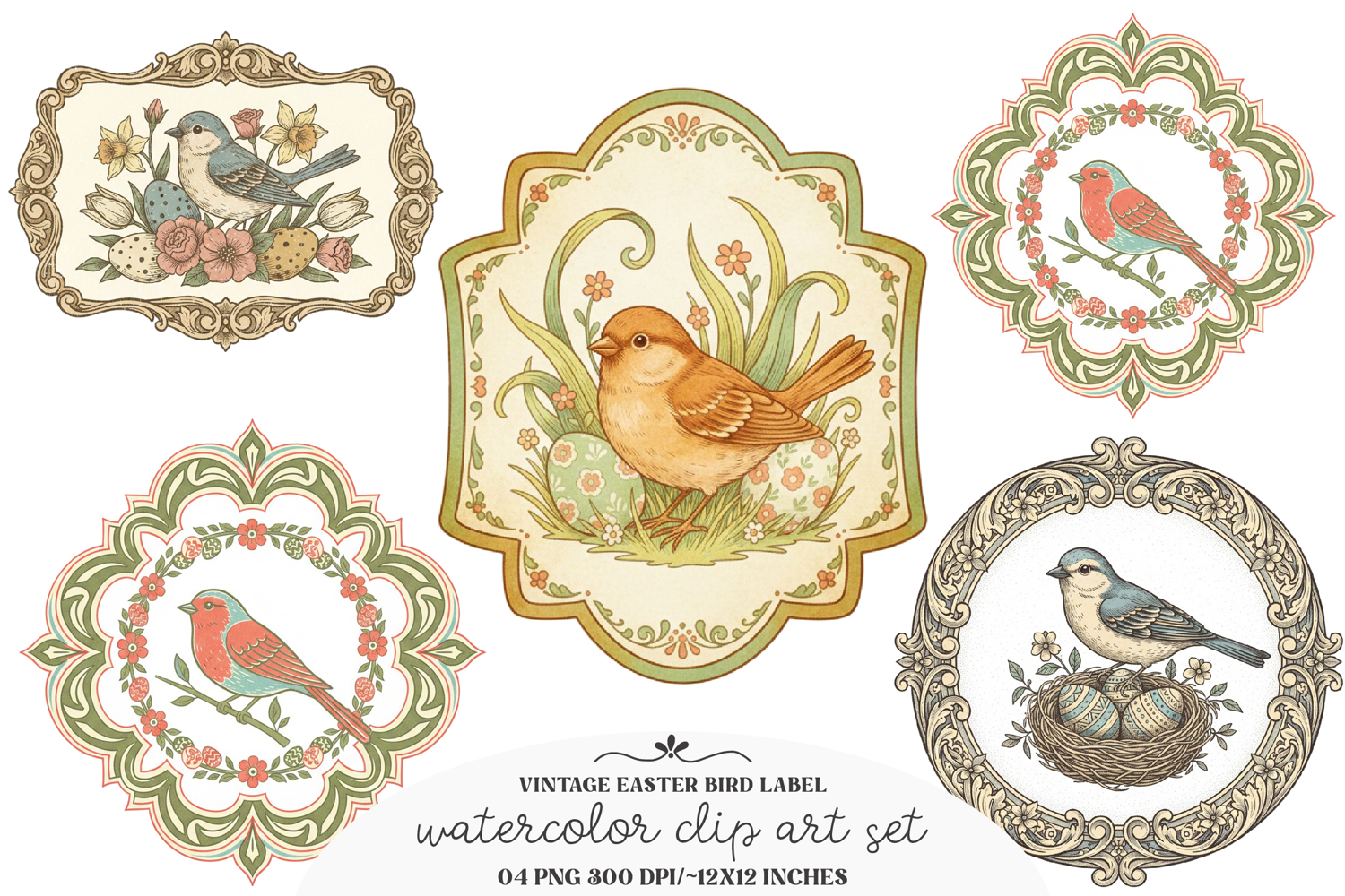 Vintage Easter Bird Label Printable product image 1