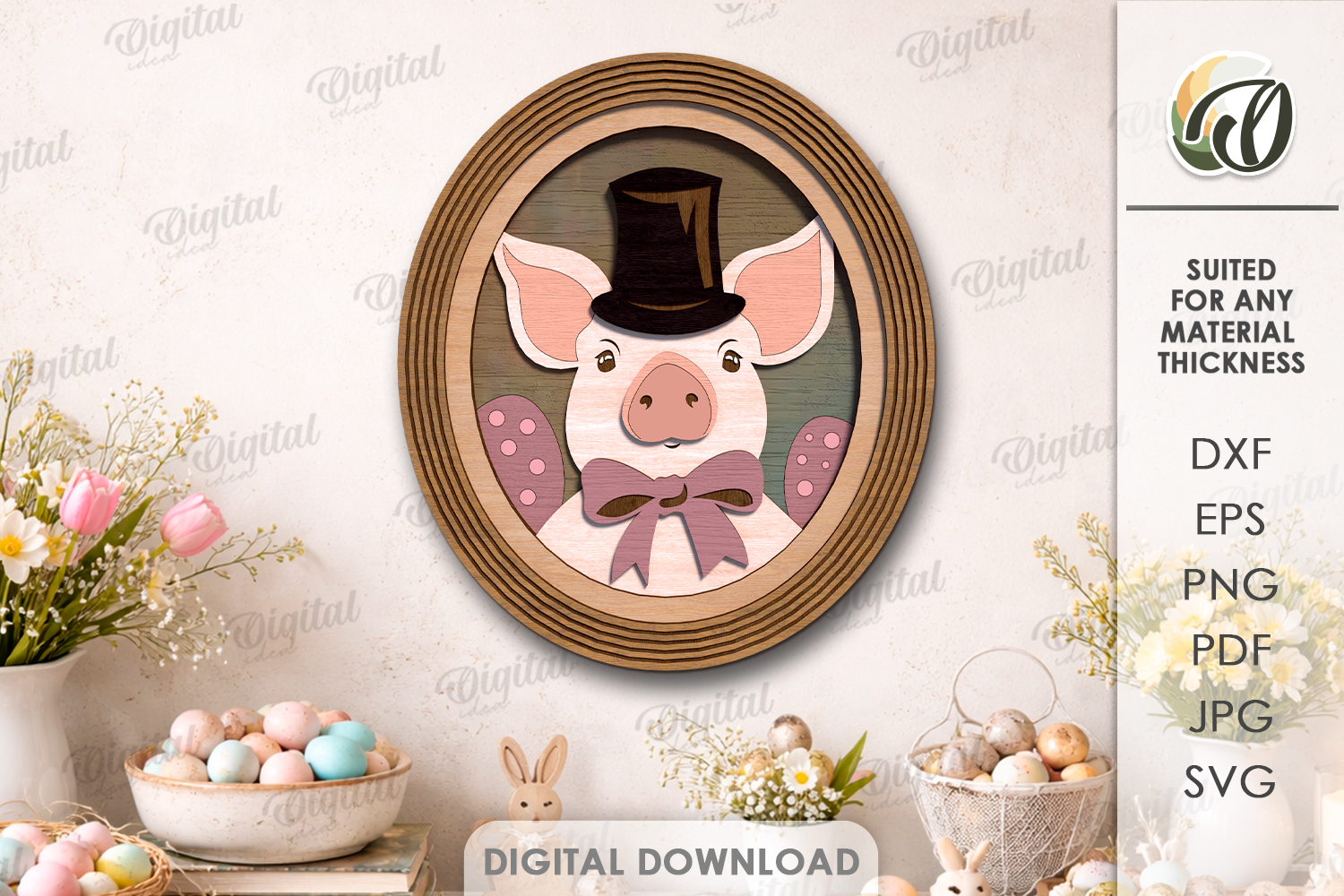 Easter Vintage Portrait Laser Cut. Wall Decor SVG product image 1