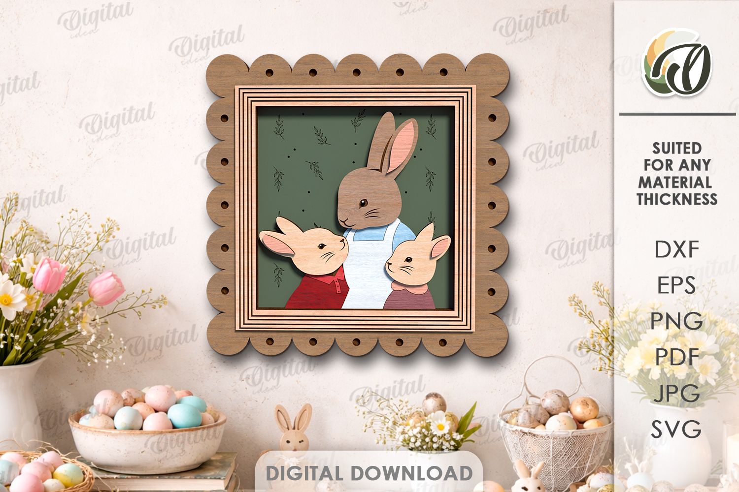 Easter Vintage Portrait Laser Cut. Wall Decor SVG product image 1