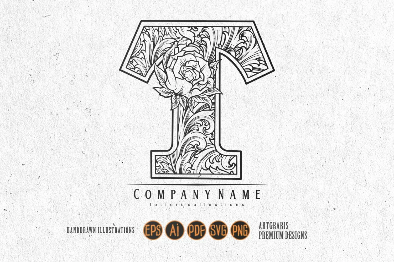 Vintage elegance initial t engraved monogram ornament product image 1