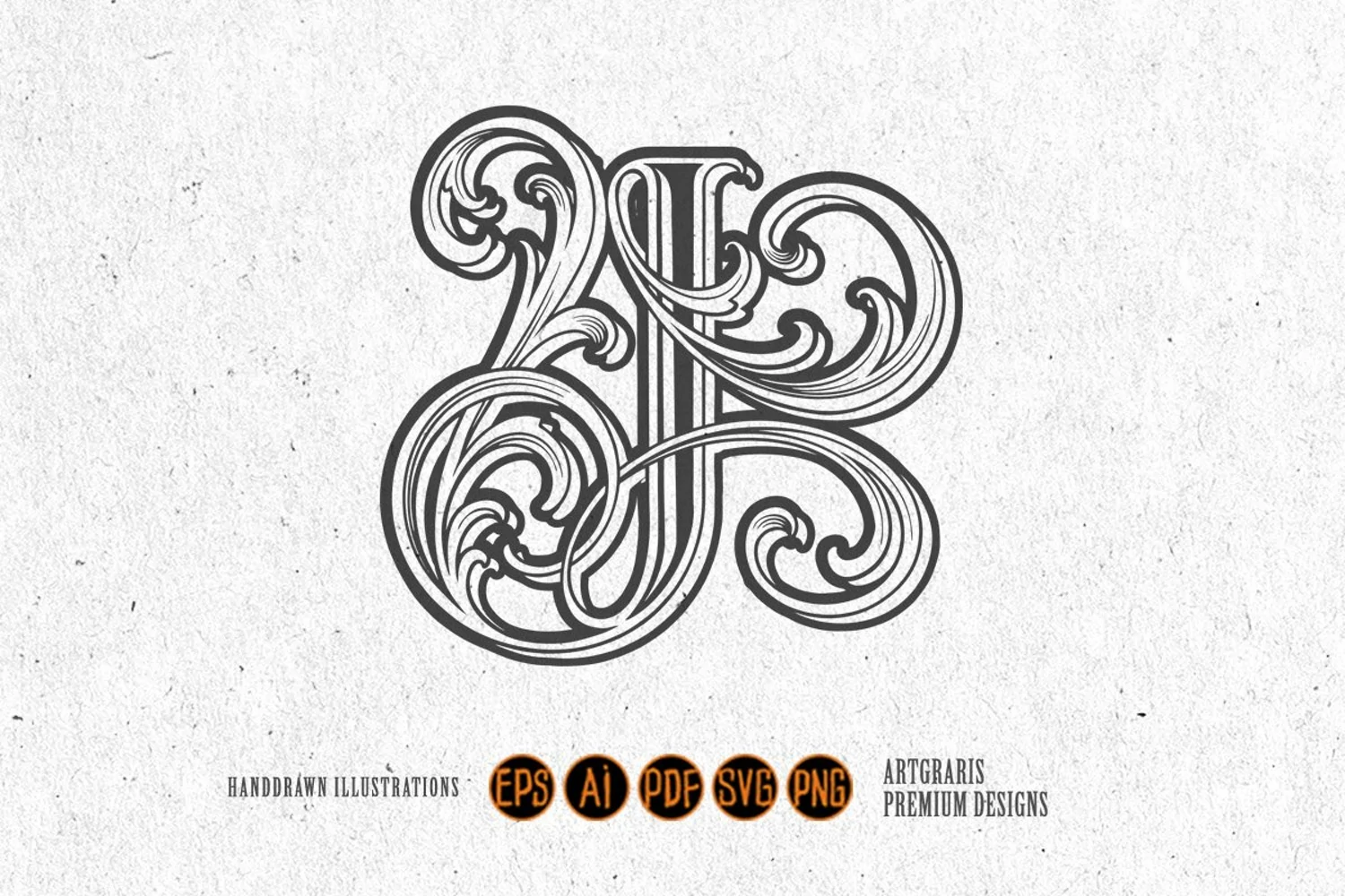 Vintage elegance letter J monogram logo outline product image 1