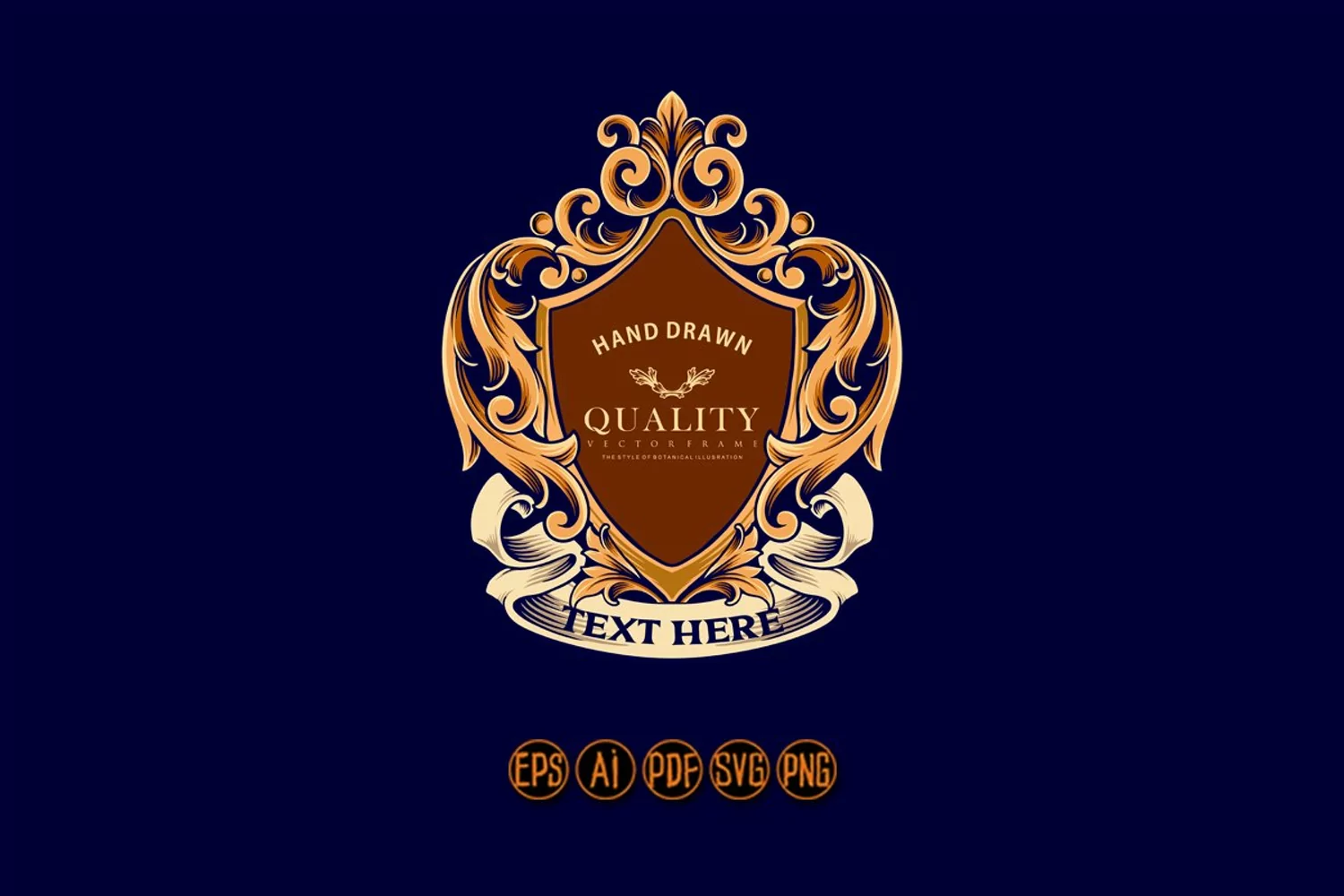 Vintage elegant shield badge with classic ribbon SVG product image 1