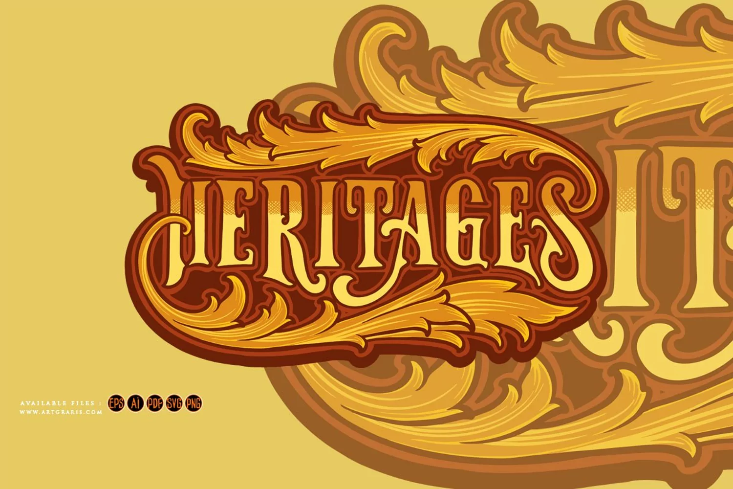 Vintage elegant swirl heritage hand lettering illustrations product image 1