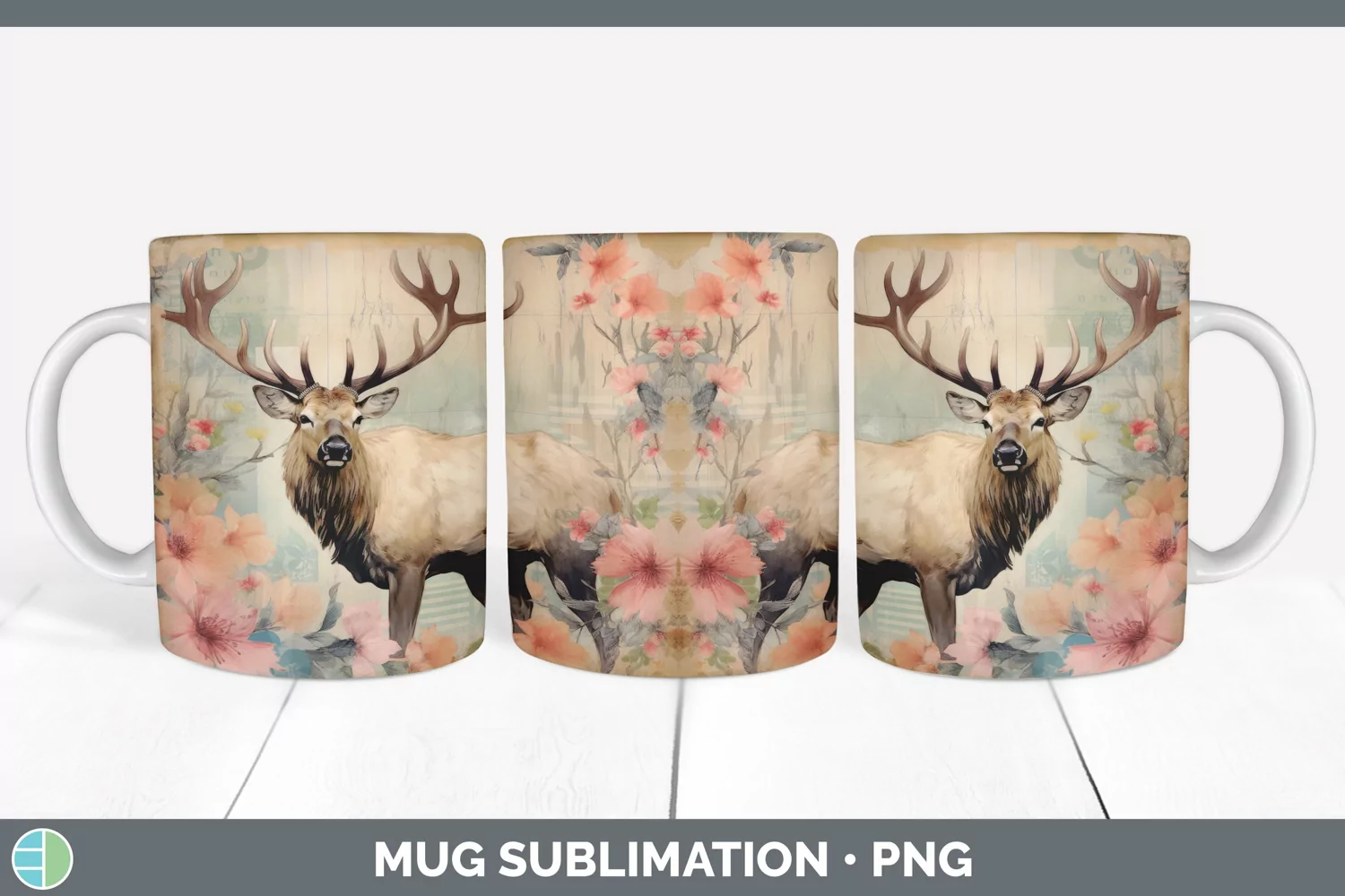GorgeousDecoupage Elks Mug Wrap design.