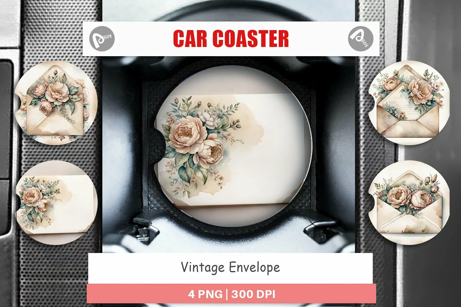 Car Coaster Vintage Envelope product image 1