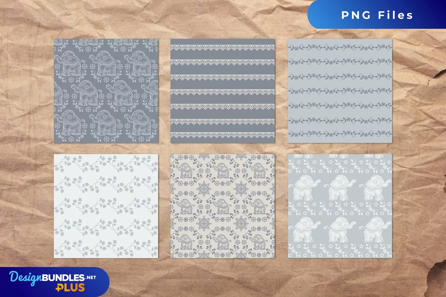 Vintage Ethnic Elephant Seamless Pattern Paper Pack product image 1
