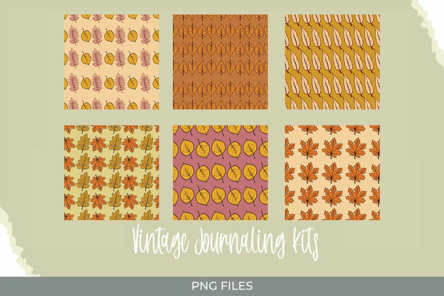 Vintage Fall Leaves Seamless Pattern Paper Pack product image 1