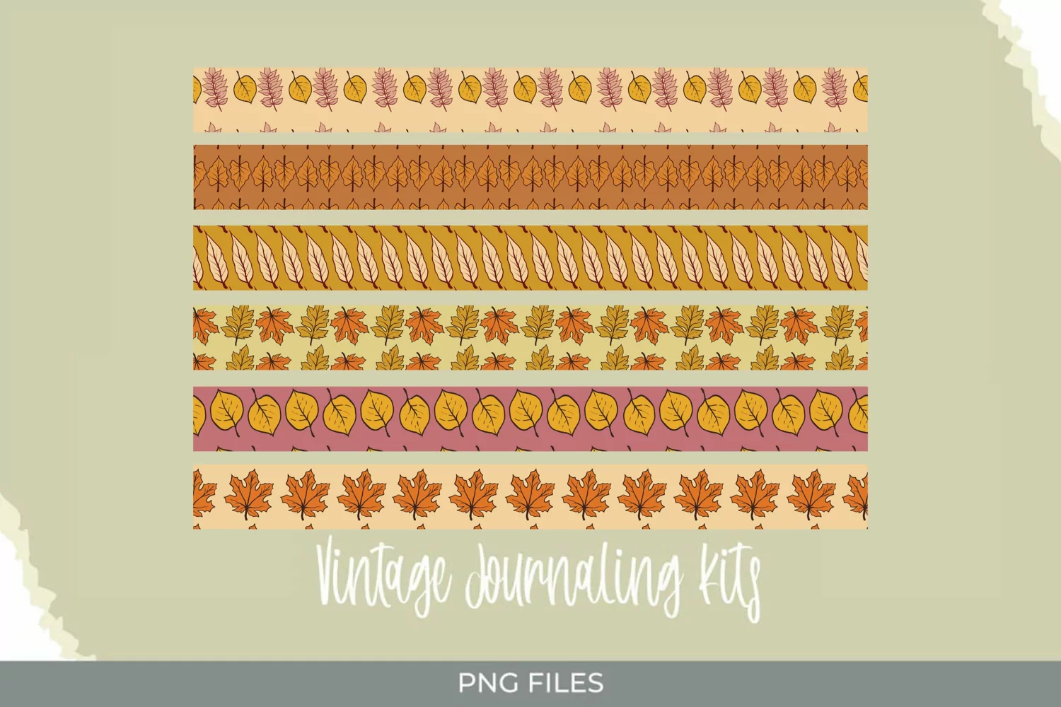 Vintage Fall Leaves Seamless Strips product image 1