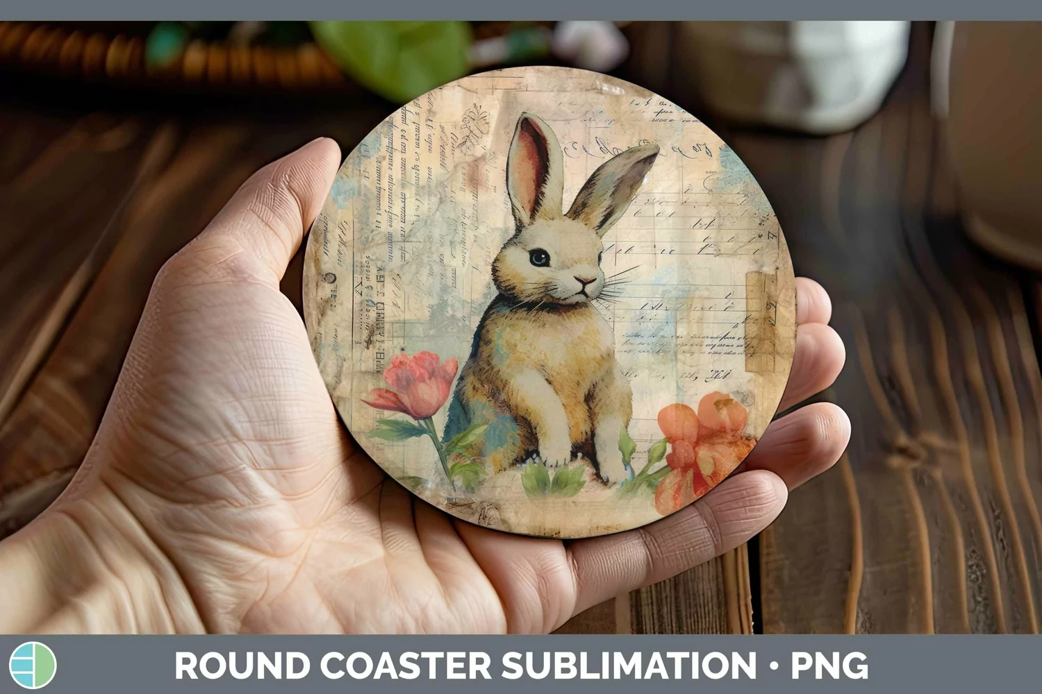GorgeousVintage Farm Round Coaster design.