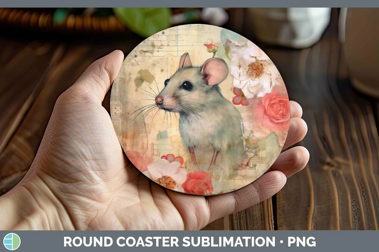 GorgeousVintage Farm Round Coaster design.