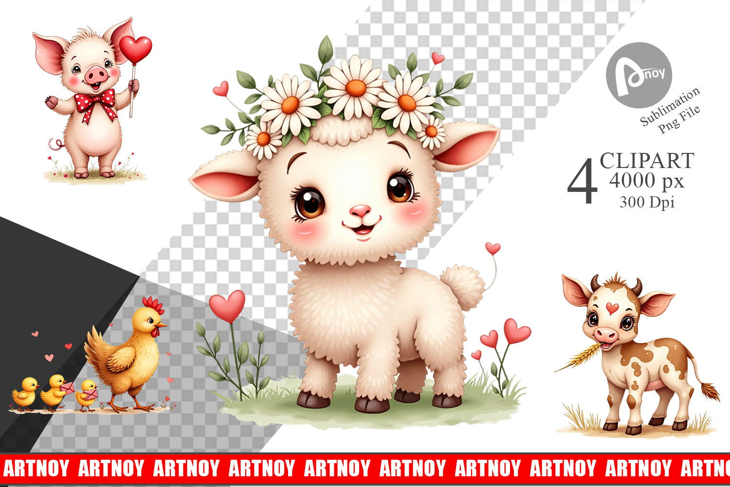 Vintage Farm Valentine Clipart product image 1