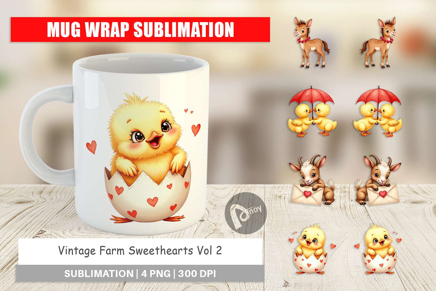 Vintage Farm Valentine Mug Wrap product image 1