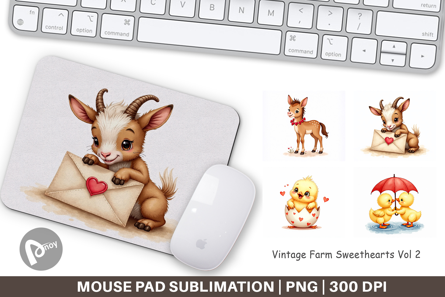 Vintage Farm Valentine Mouse Pad product image 1