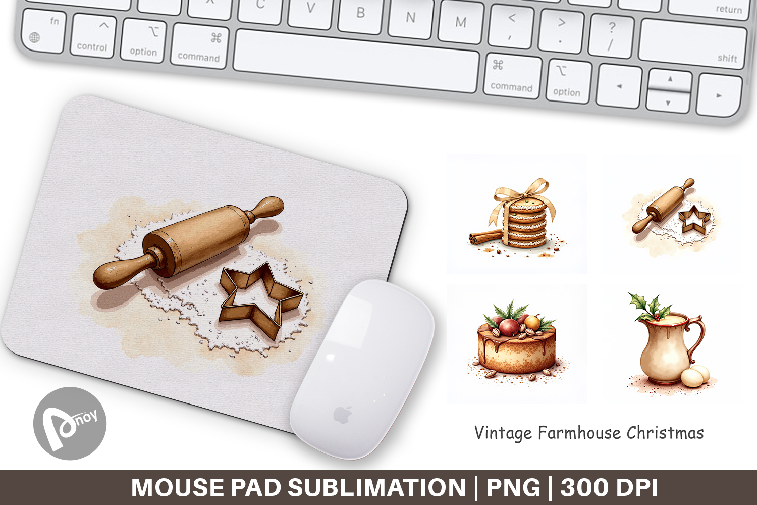 Vintage Farmhouse Christmas Mouse Pad product image 1
