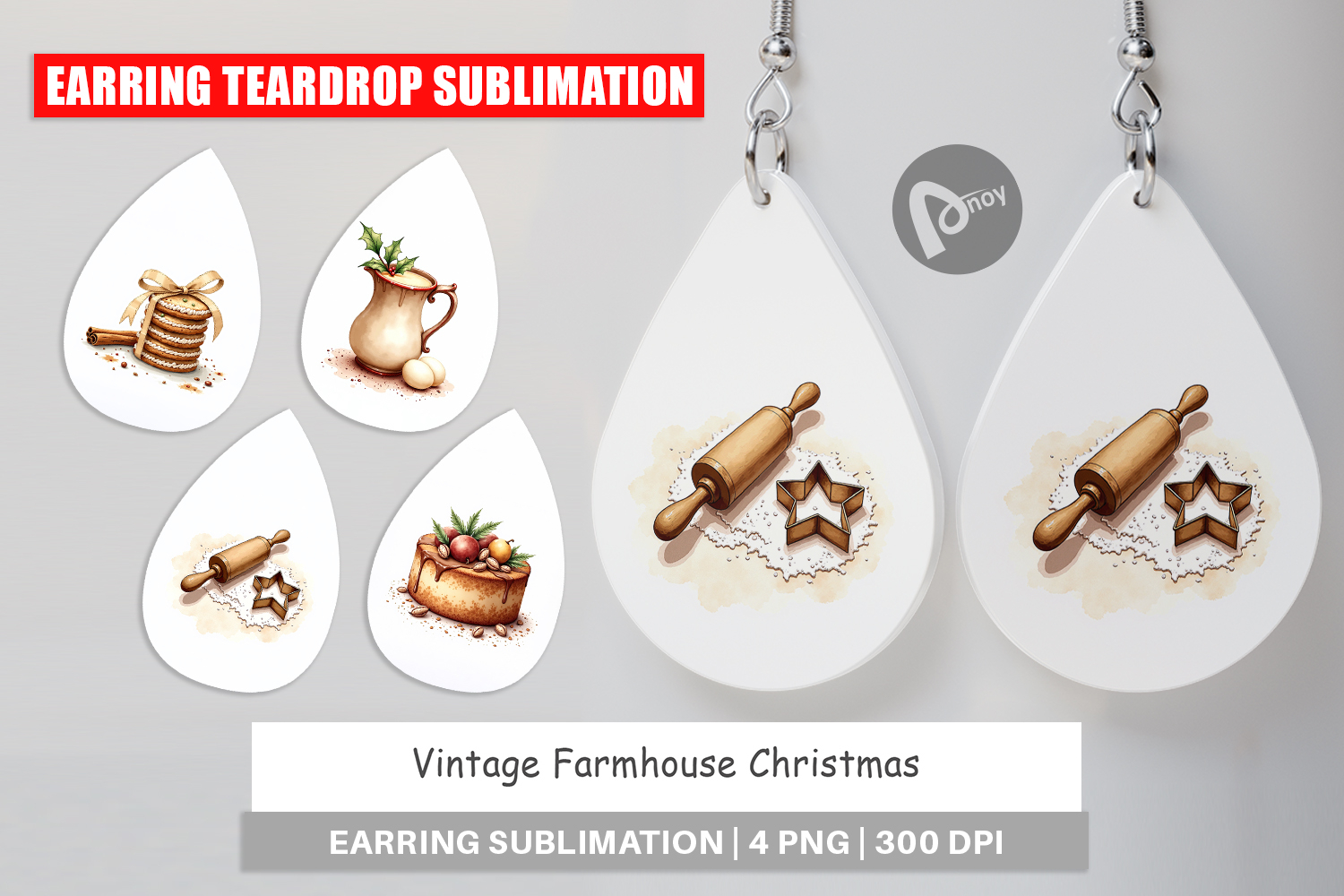 Vintage Farmhouse Christmas Earring product image 1